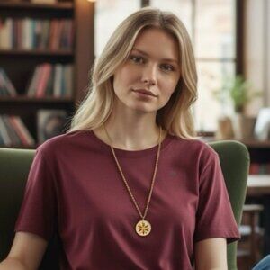 Vintage Pennsylvania Dutch Hex‑Sign Glass Dome Pendant Necklace • Folk Art